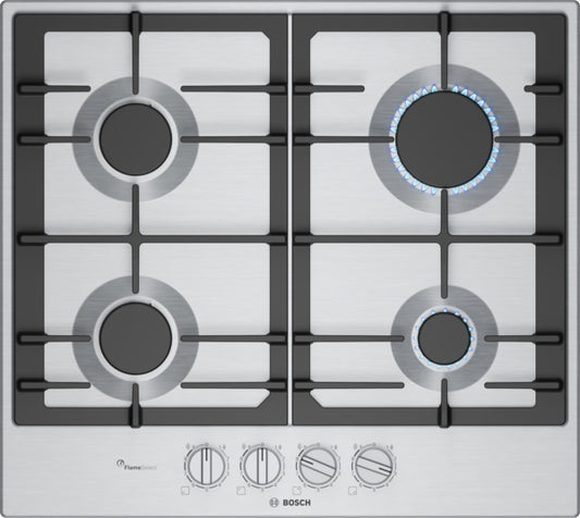 PCP6A5I90 Series 6, Gas hob, 60 cm, Stainless steel Bosch