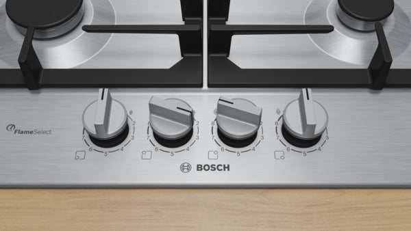 PCP6A5I90 Series 6, Gas hob, 60 cm, Stainless steel Bosch