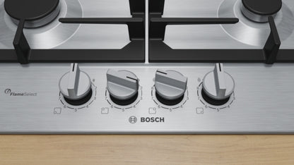 PCP6A5I90 Series 6, Gas hob, 60 cm, Stainless steel Bosch