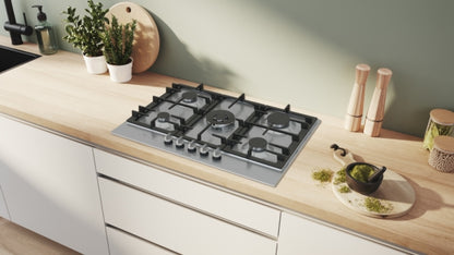PCQ7A5I90 Bosch Series 6, Gas hob, 75 cm, Stainless steel