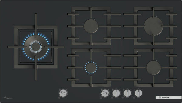 PPM9A6I40 Bosch Series 6, Gas hob, 90 cm, Tempered glass, Black