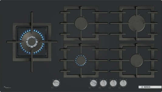 PPM9A6I40 Bosch Series 6, Gas hob, 90 cm, Tempered glass, Black