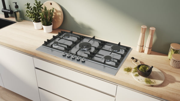 PCR9A5I90 Bosch Series 6, Gas hob, 90 cm, Stainless steel