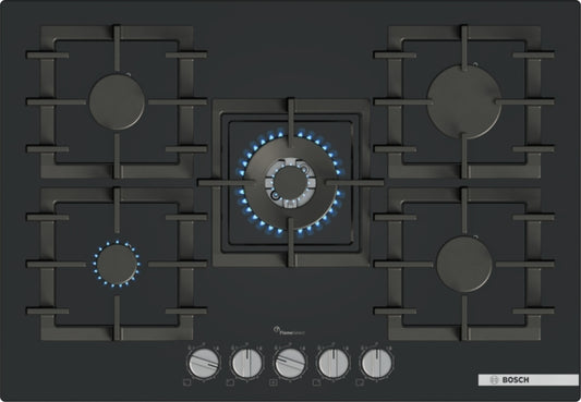 PPQ7A6I40 Bosch Series 6, Gas hob, 75 cm, Tempered glass, Black