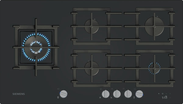ER9A6SH40 Siemens iQ700, Gas hob, 90 cm, Tempered glass, Black