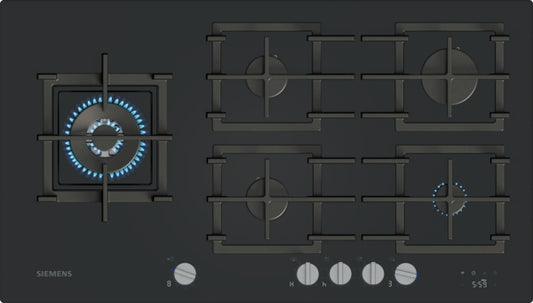 ER9A6SH40 Siemens iQ700, Gas hob, 90 cm, Tempered glass, Black
