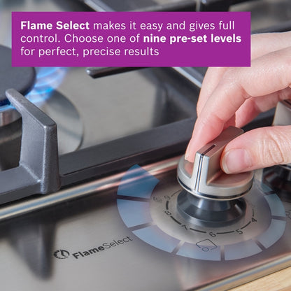 PCR9A5I90 Bosch Series 6, Gas hob, 90 cm, Stainless steel